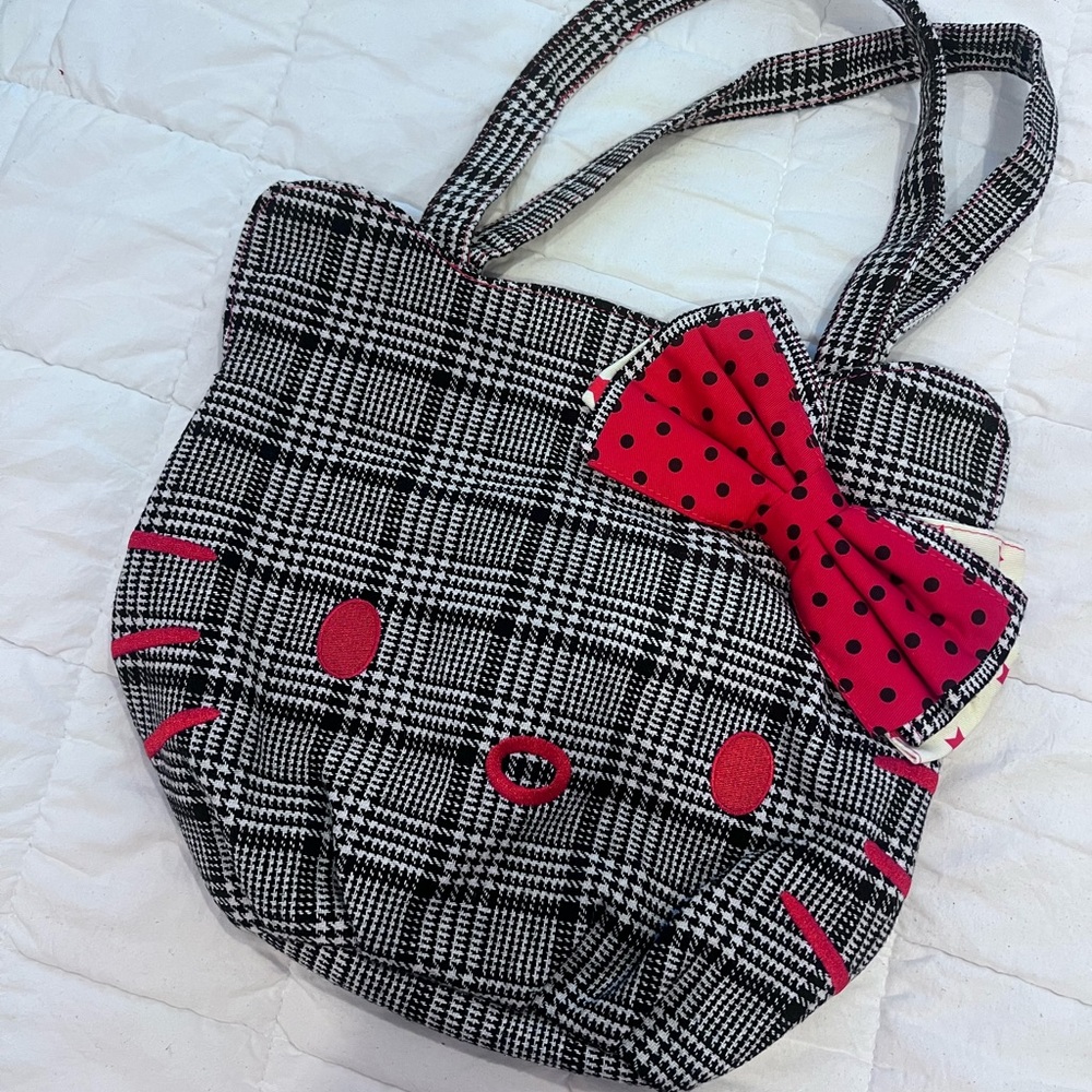 Hello Kitty Black and Red Checkered Tote